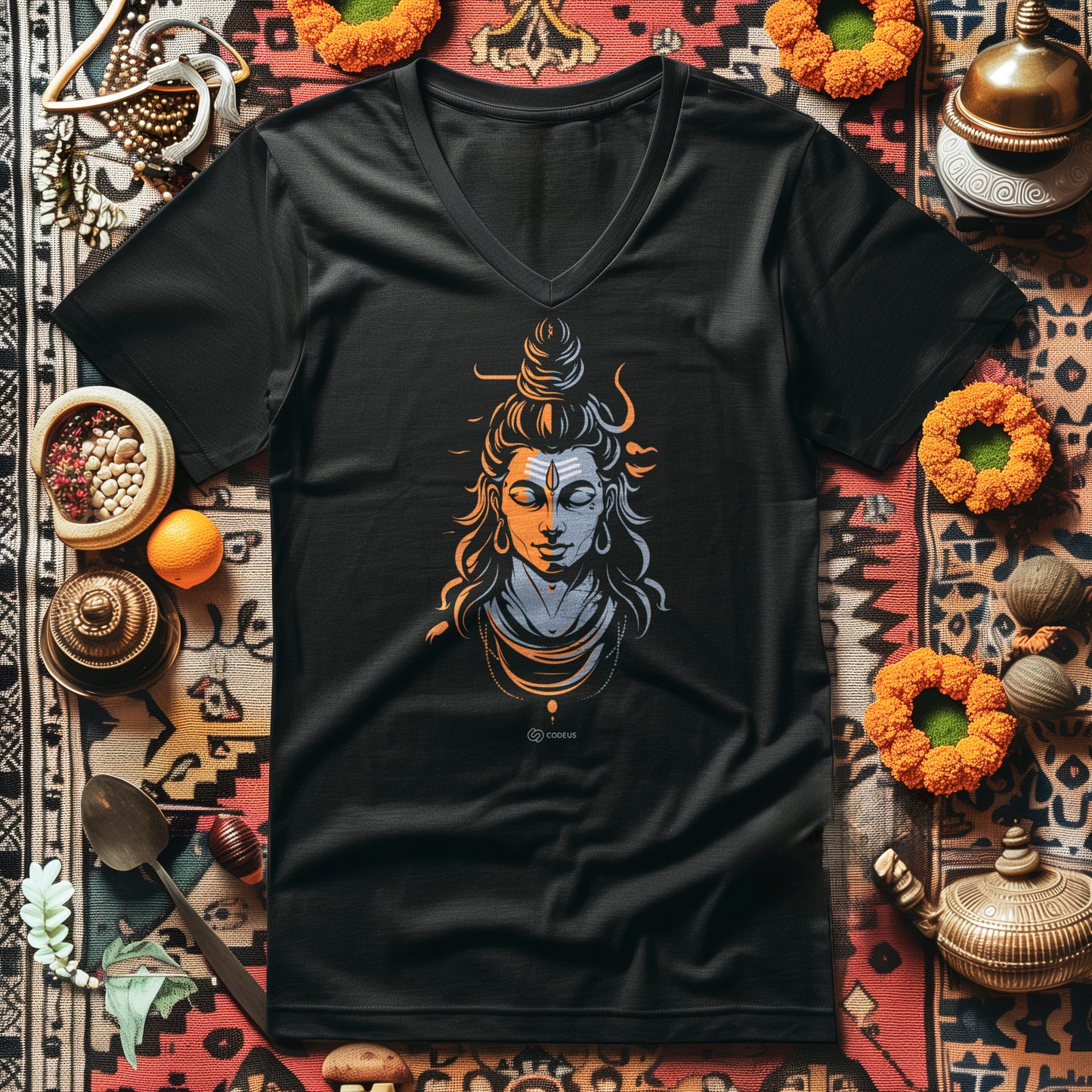 Shiva Portrait – Unisex V-Neck T-Shirt